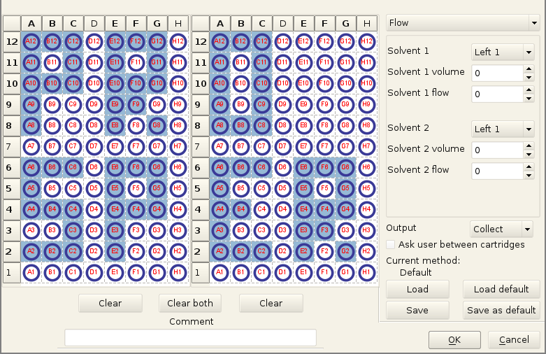 Screenshot of the software: Cartridge selection